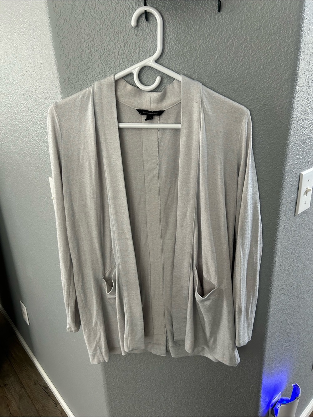 Banana Republic Light Gray Open-Front Cardigan